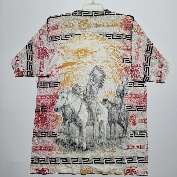 Vintage Native American Shirt Adult XL All Over Print Horse Indian Single Stitch - Picture 14 of 16
